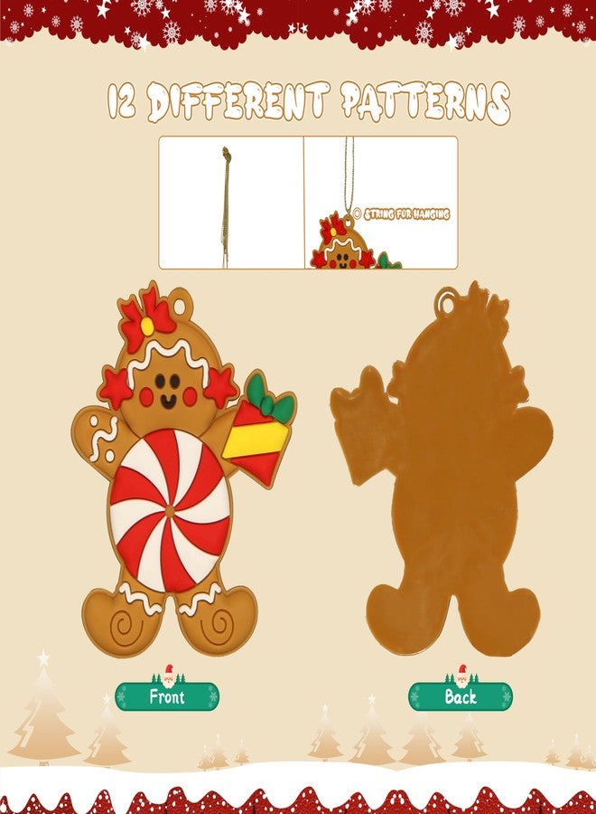 Chambom 12 PCS Plastic Gingerbread Figurines - Christmas Tree Decorations, Gingerbread House Ornaments, Hanging Decor for Party - Image 5